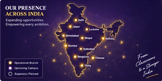 Decorative India network illustration; dots are not verified branch locations